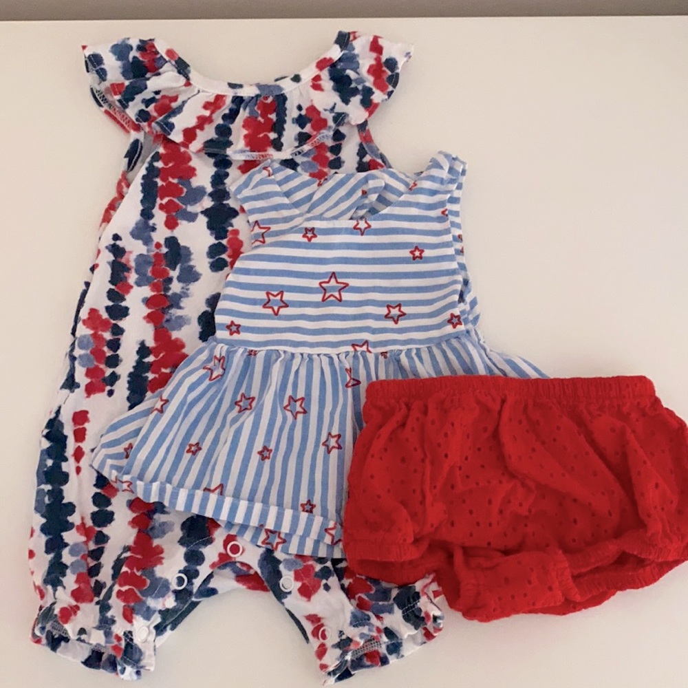 Baby girl two piece star outfit and romper
